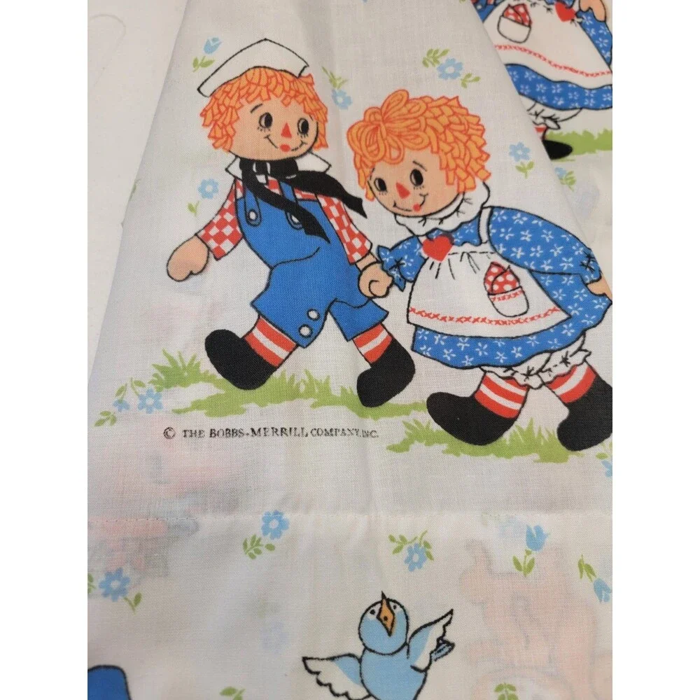 Vintage Raggedy Ann And Andy Flat Sheet Twin. Reto Clean